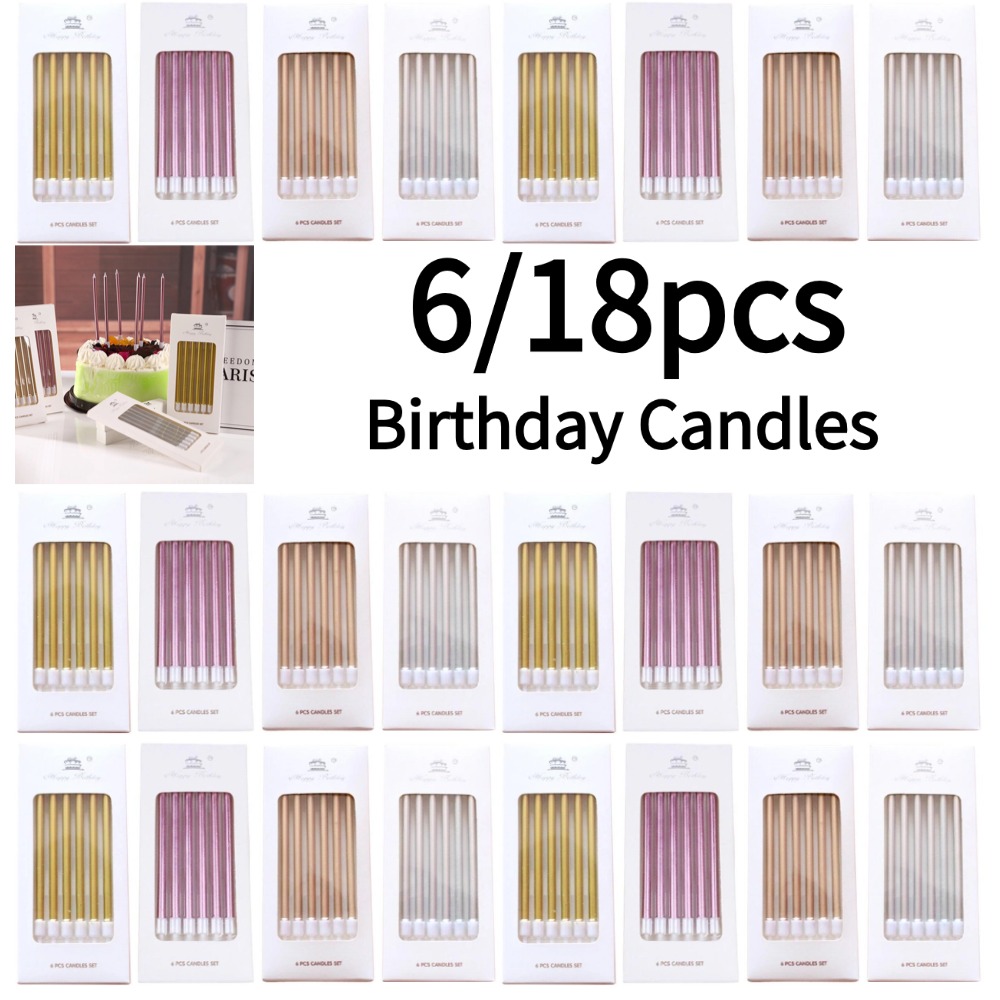Supplies Of Candle - 6/18 pçs metal ouro prata velas